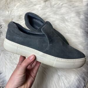 J Slides slip on platform gray leather white bottoms suede  Size 8M